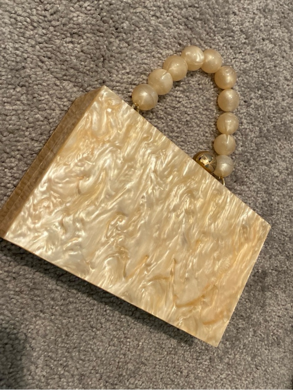 Cream pearl handle box bag